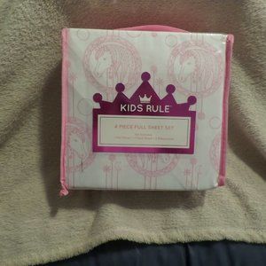 Kids Rule Geo Unicorn 4 Pc Full Sheet Set – New